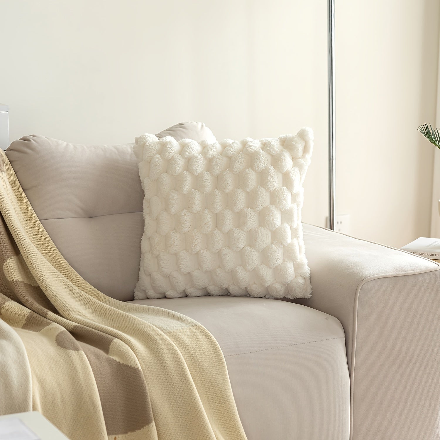 Krem shuba kreslo yostiq qoplami qishloq uy uslubi zamonaviy uy bezaklari 45.72cm x 45.72cm