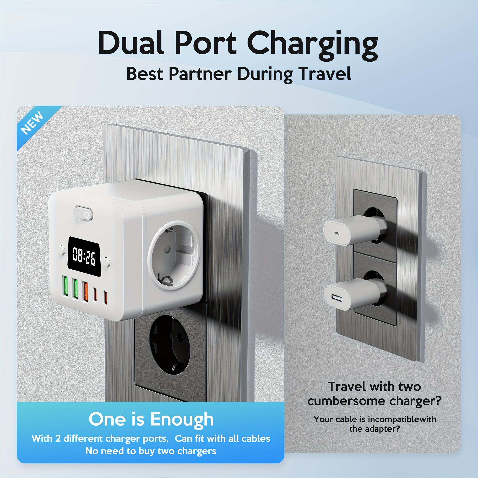 9-in-1 Cube Power Strip with USB Ports Surge Protection EU Plug 220-240V