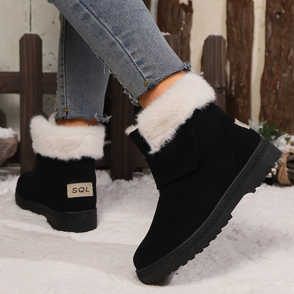 Women's Fleece-Lined Snow Boots Non-Slip High-Top Ankle Boots