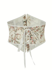 Faja femenina elegante con patrón floral, con espalda ajustable con cordón y botones, ropa moldeadora