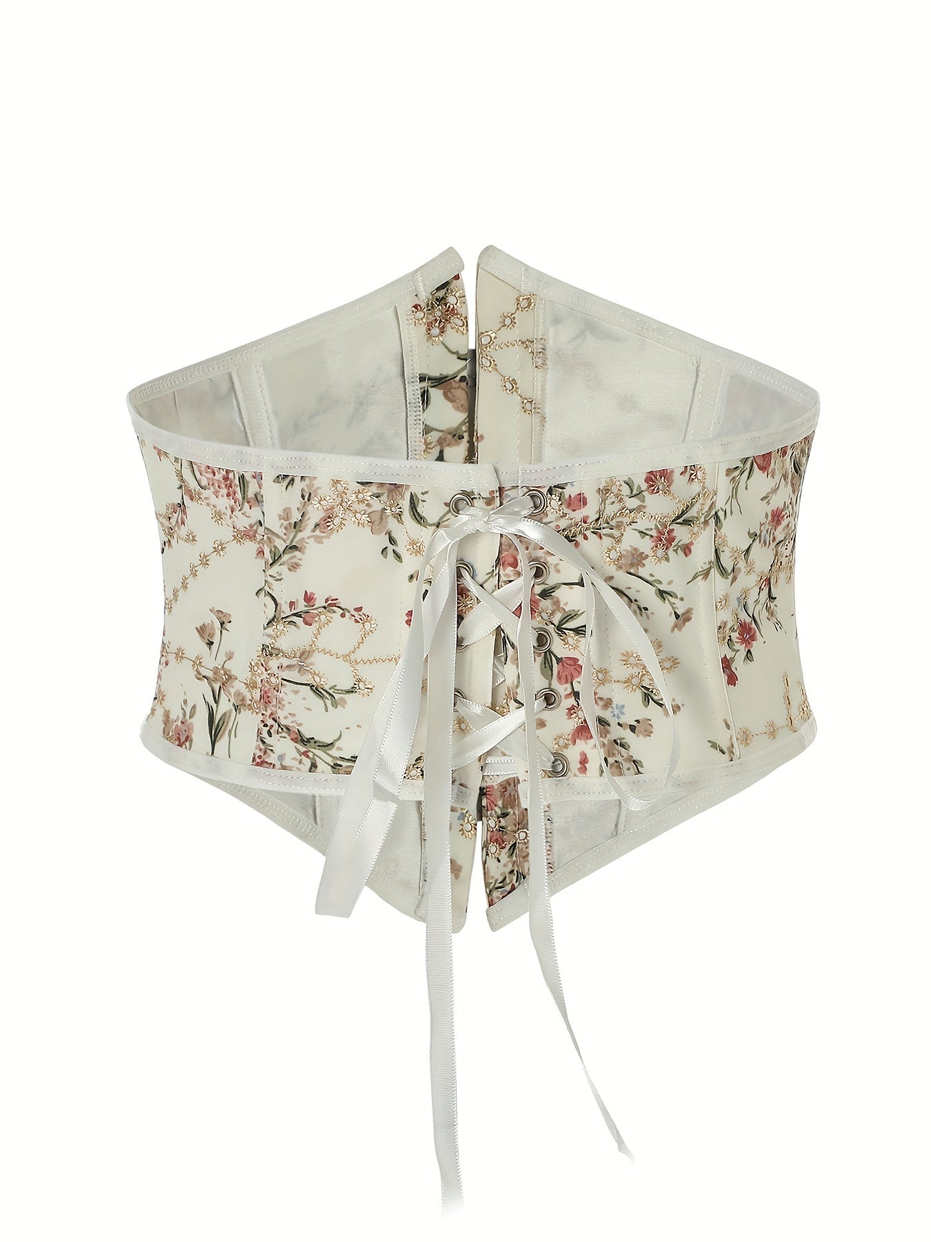 Faja femenina elegante con patrón floral, con espalda ajustable con cordón y botones, ropa moldeadora