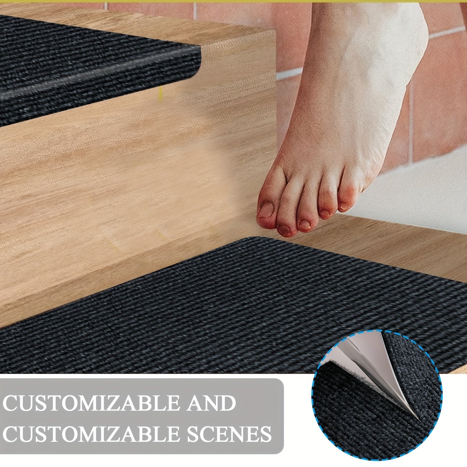 5/10pcs Self-Adhesive Washable Wooden Stair Treads 28x8.8 Inches