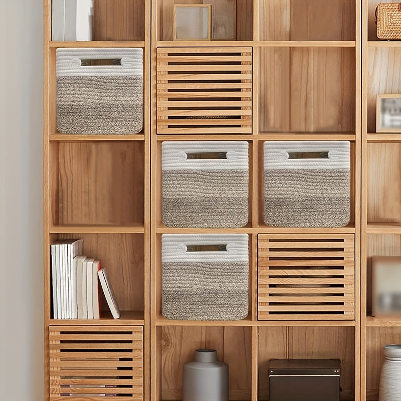 1 dona ipdan to'qilgan saqlash savati hammom, yotoqxona, yashash xonasi, yotoqxona va uy bezaklari uchun. O'yinchoqlar, sochiqlar, kir va javonlarni tartibga solish uchun ideal.