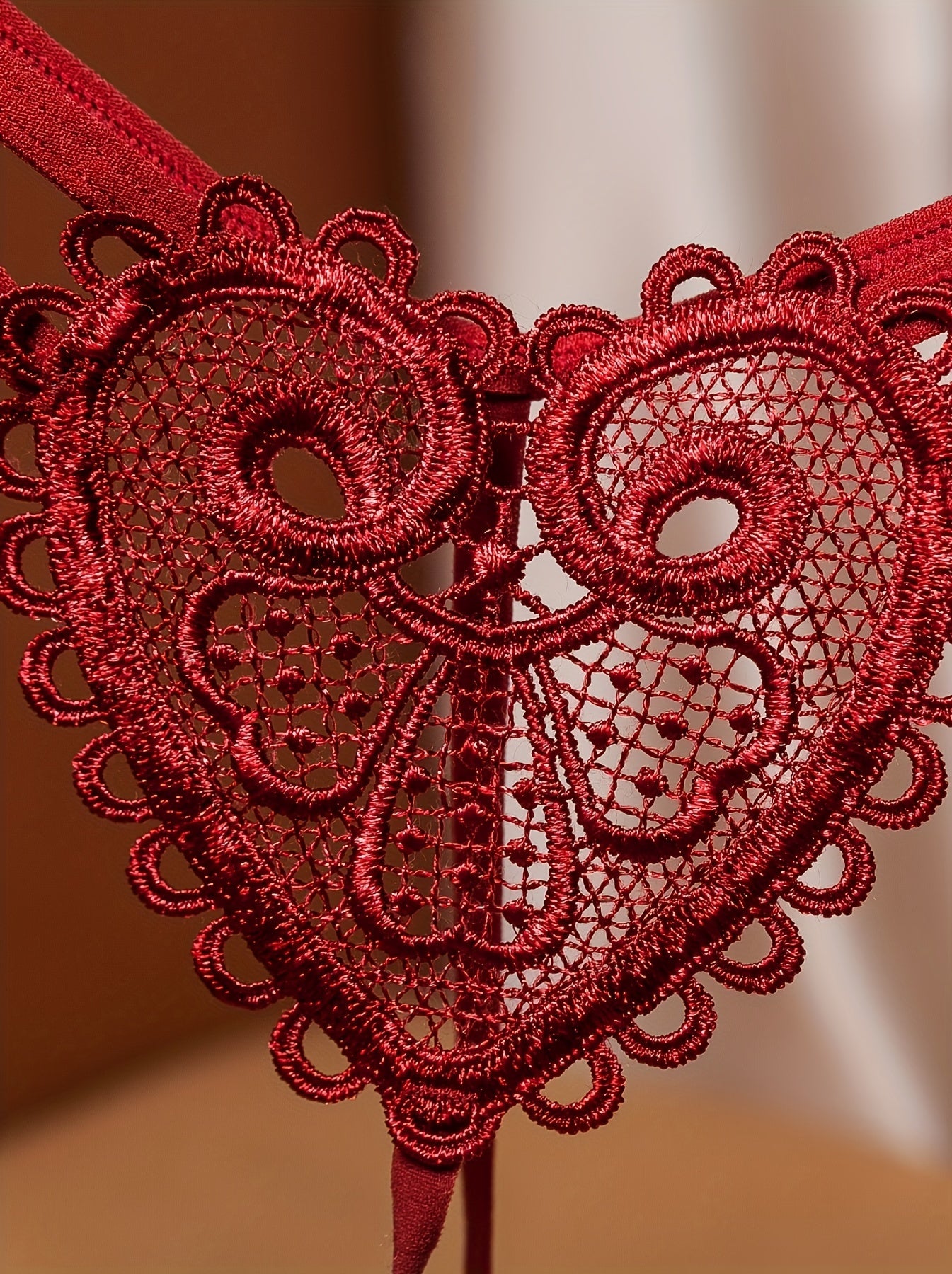 7-Pack Women's Lace Thong Panties with Embroidered Pearl Beads Floral Pattern