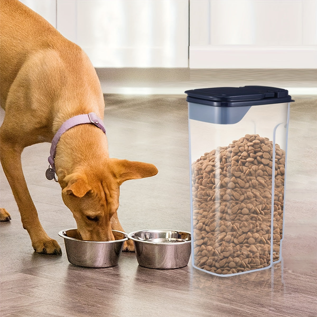 Pet Food Storage Container Square Plastic Moisture-Proof Transparent Set of 1 or 4
