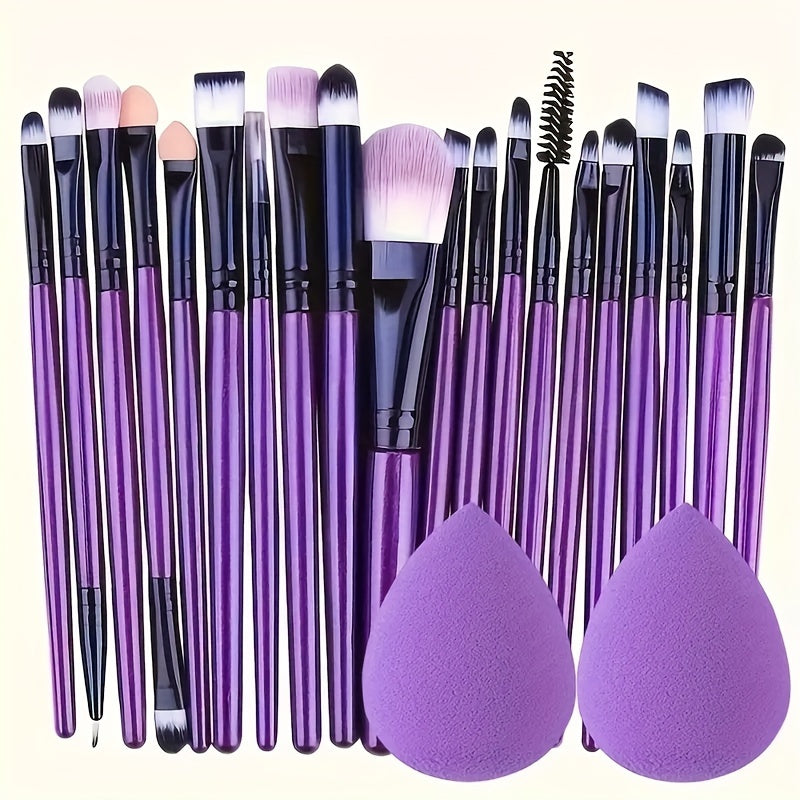20-Piece Makeup Brush Set with Hypoallergenic Nylon Bristles and ABS Handles for All Skin Types