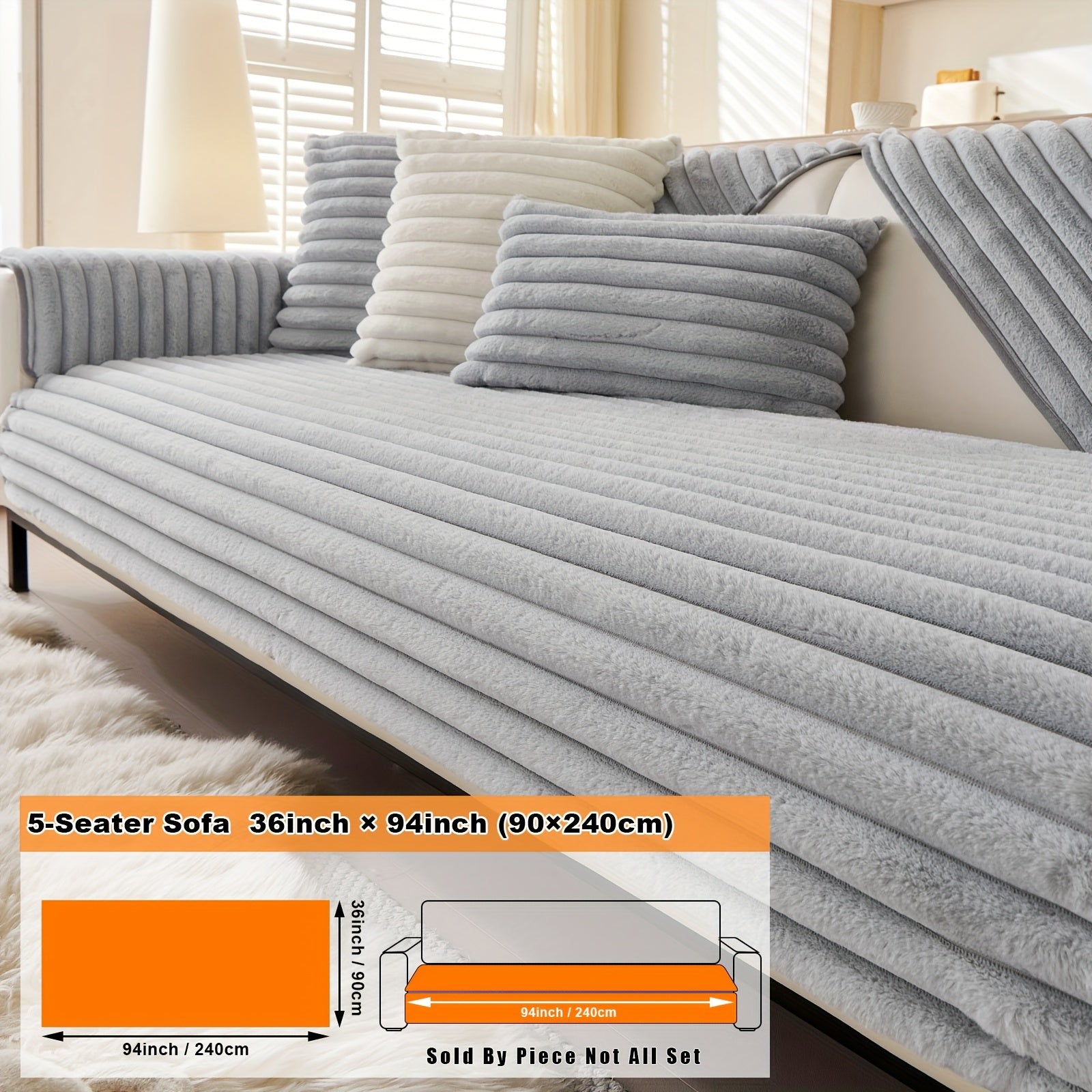 Barcha turdagi divanlar uchun mo'ljallangan, sun'iy quyon junidan tayyorlangan zamonaviy plush divan qoplamasi, mushuk va it egalari uchun iliqlik va himoya ta'minlaydi.