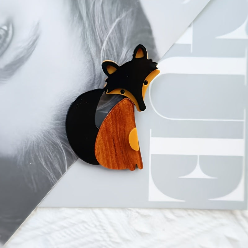 Fox Acrylic Brooch Pin Cartoon Animal Style Lapel Badge for Fashion Accessories