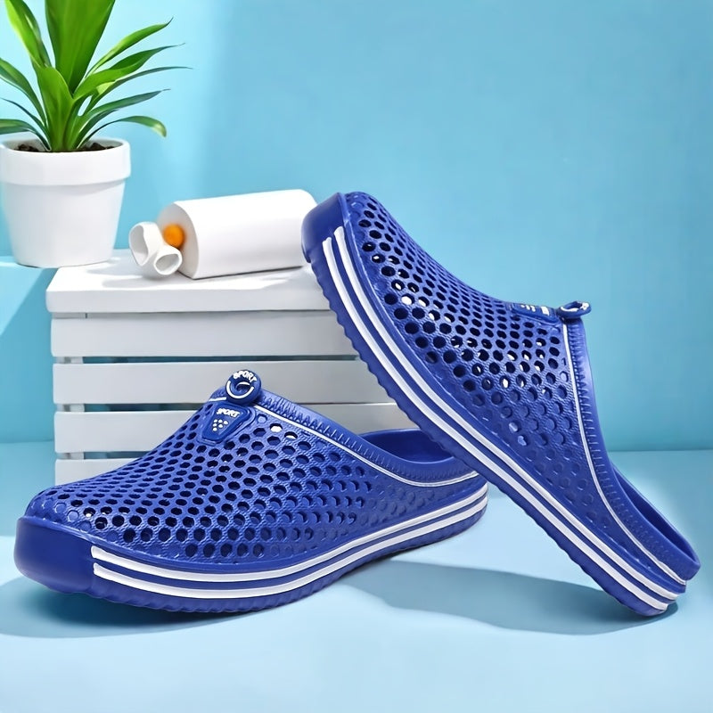 Ayollar uchun qizil EVA slip-on sandalilar, teshikli dizayn bilan