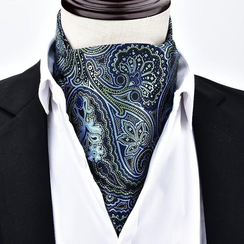Men's Autumn Winter Double-Layer Paisley Pattern Collared Shirt Scarf for Casual Formal
