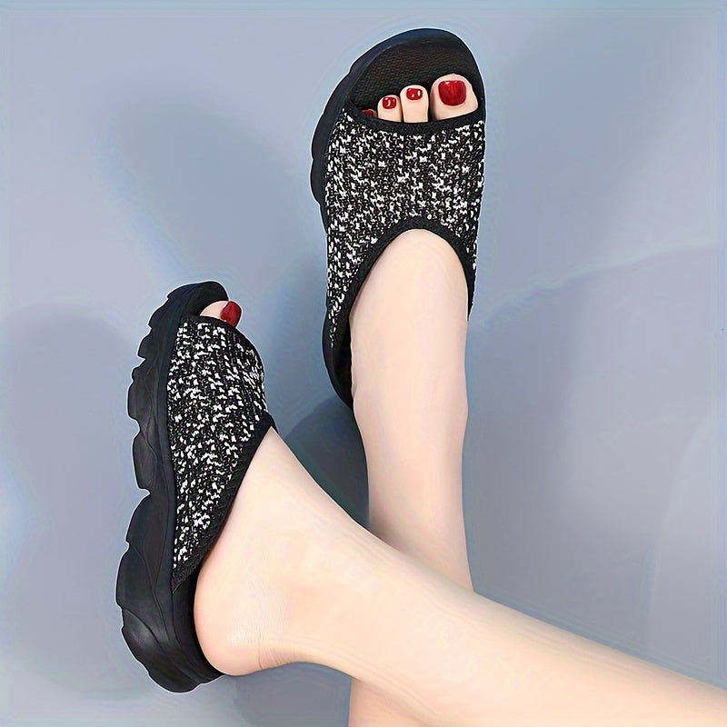 Women's Slip-On Sandals Fabric Open Toe Casual Summer EVA Non-Slip Beach Shoes