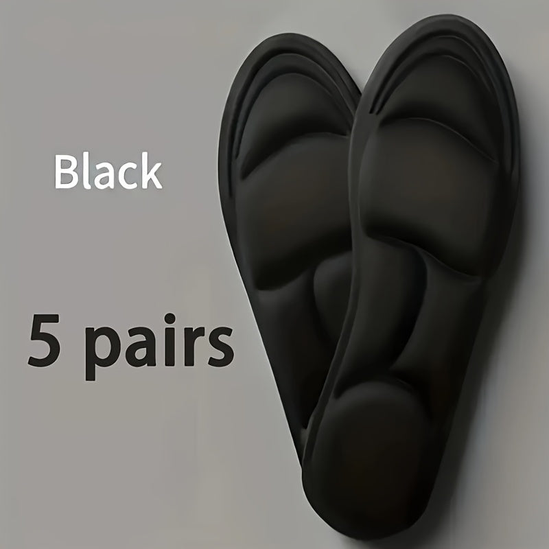 5D massaj insoles to'plami, 5 juftlik, nafas oladigan, shokni yutadigan, qulay poyabzal ichki qismi