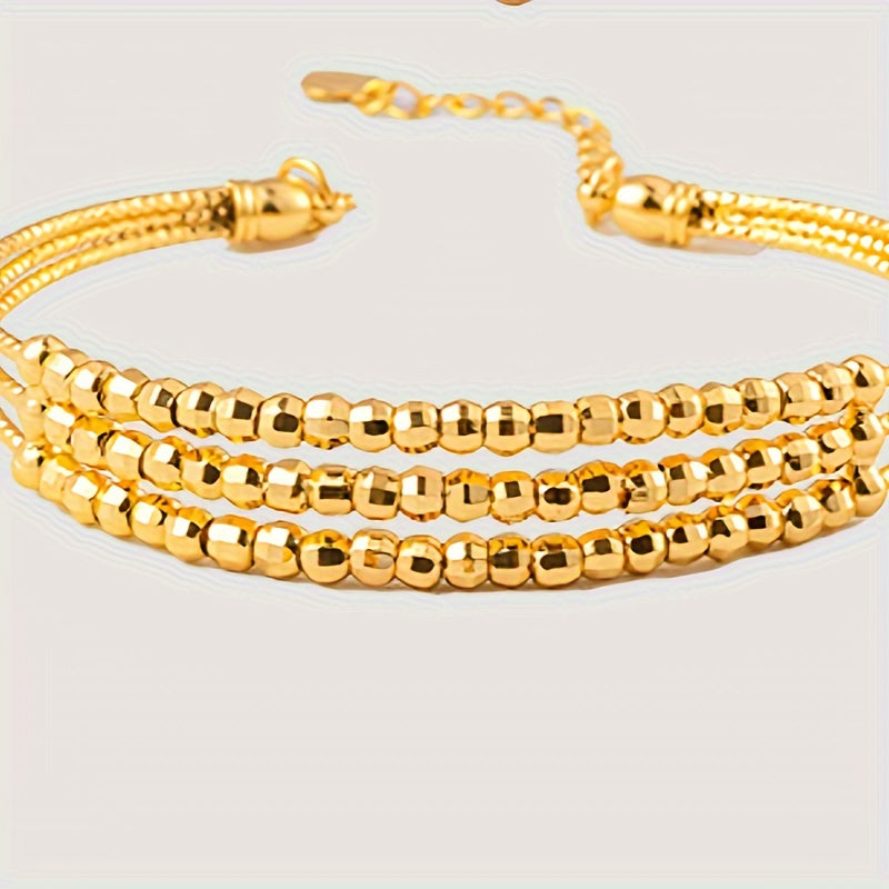 Bohemian Beaded Bracelet with 24K Gold Plated Brass Laser Beads for Women