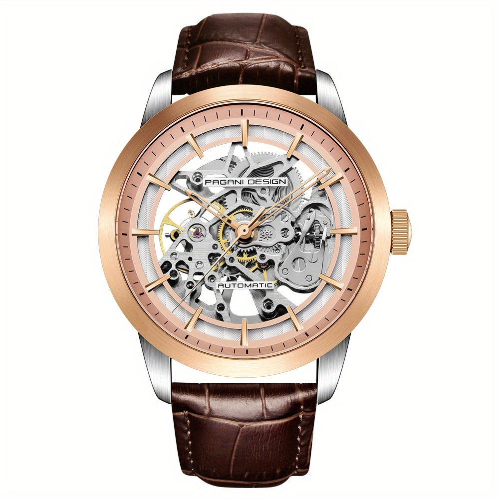 Men's Self-Winding Skeleton Watch Stainless Steel Pointer Series Sports Watch