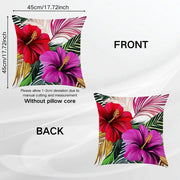 Hibiscus and Palm Print Pillowcase 45cm Polyester Zippered All-Season Cushion Cover