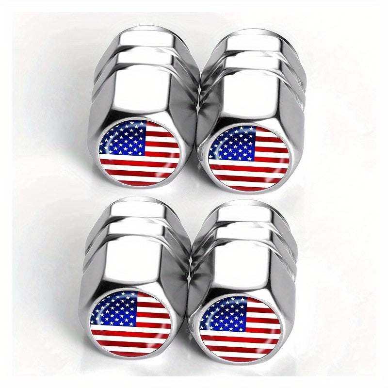 Universal Aluminum Alloy American Flag Tire Valve Cap Dust Cover