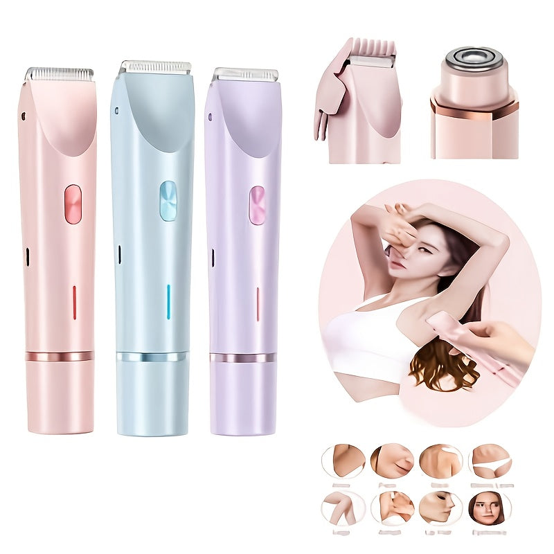 2-in-1 women's electric hair shaver face arms thighs body USB rechargeable lithium battery