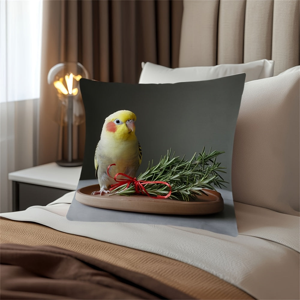 Cockatiel Throw Pillow Cover with Seasonal Design Durable Double-Sided Polyester for Living Room Bedroom Office Sofa