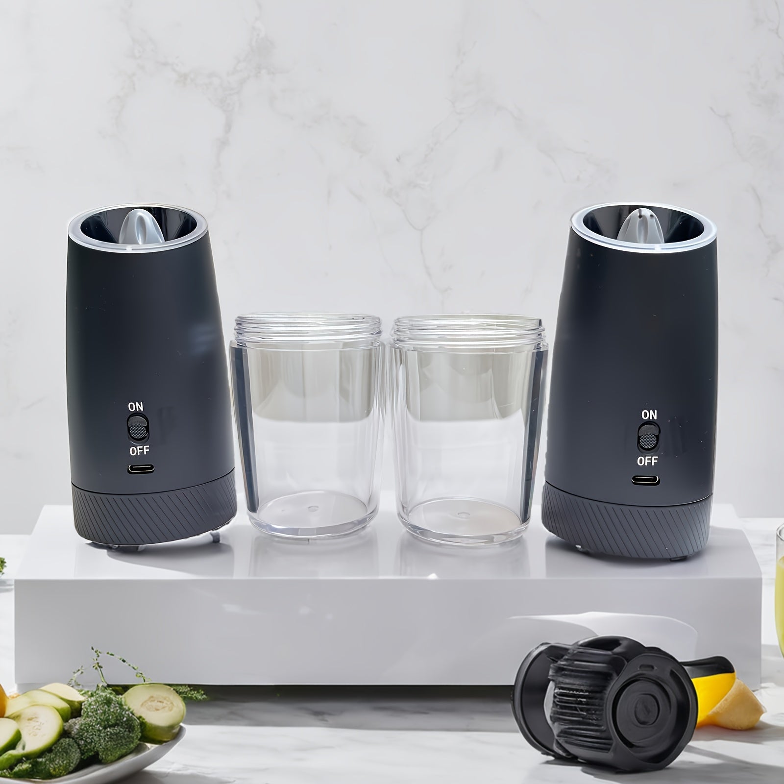 2-to'plamli qayta tiklanadigan elektr qalampir va tuz maydalagich to'plami, tortishish bilan sezgir LED chiroq, USB zaryadlash, 5000 RPM