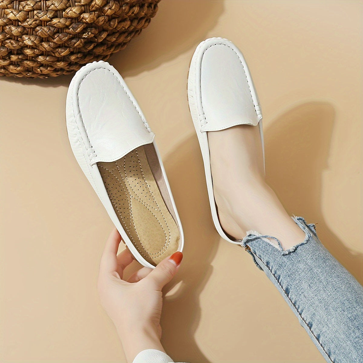 Women's Slip-On Mule Sandals with Cap Toe, Flat Heel, Summer Style