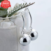 Sterling Silver Ball Drop Earrings Hypoallergenic Boho Style Long Length