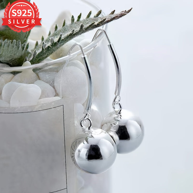 Sterling Silver Ball Drop Earrings Hypoallergenic Boho Style Long Length