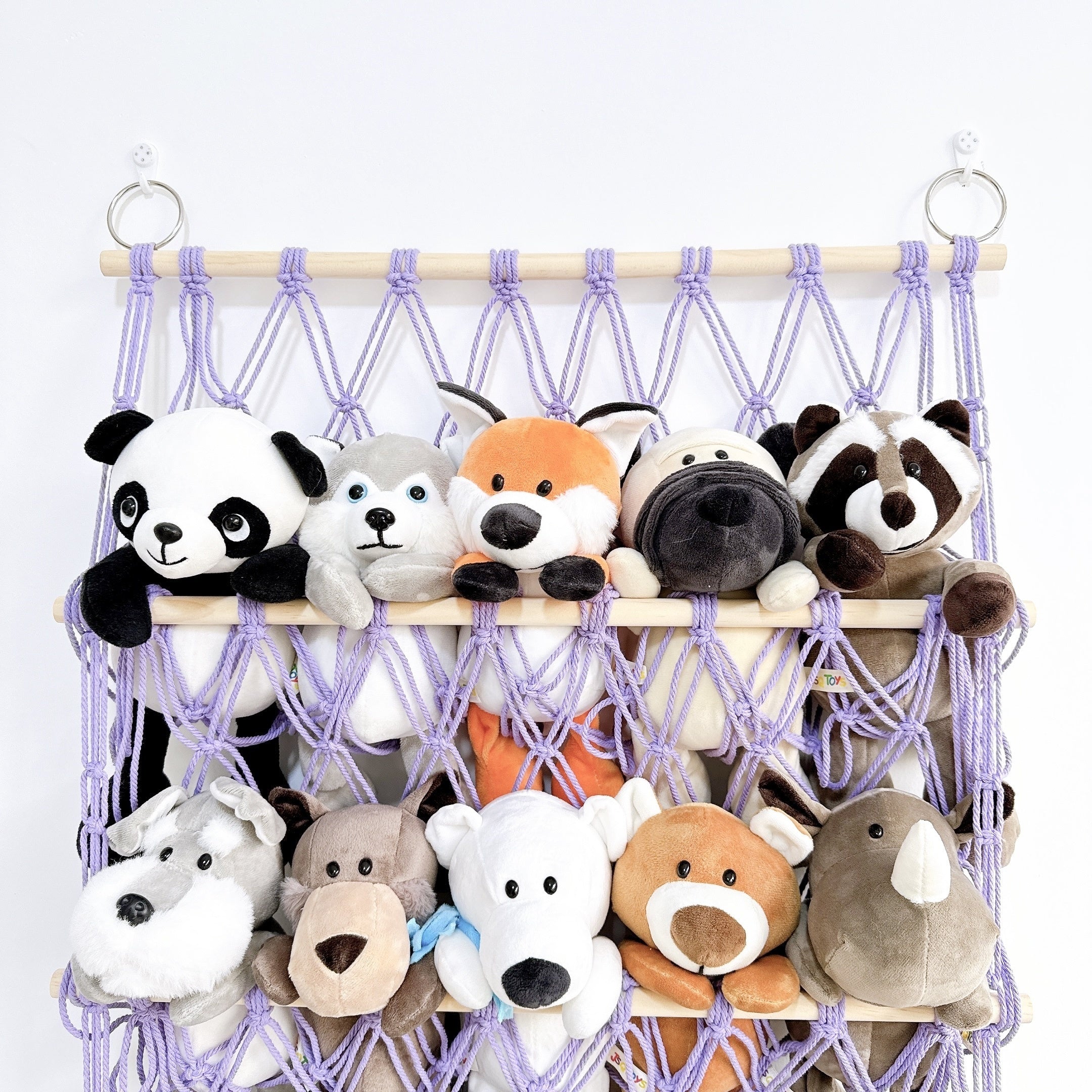 4-Tier Wall Hanging Storage Organizer for Plush Toys and Gifts with Hooks