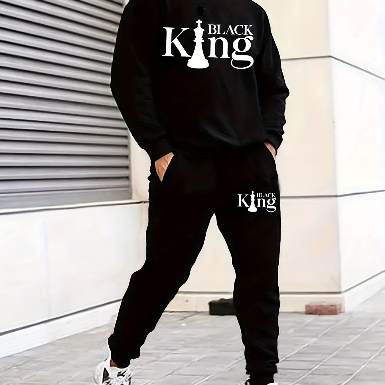 Men's Athletic Set Long Sleeve Crewneck Top and Joggers Polyester Casual Autumn Running