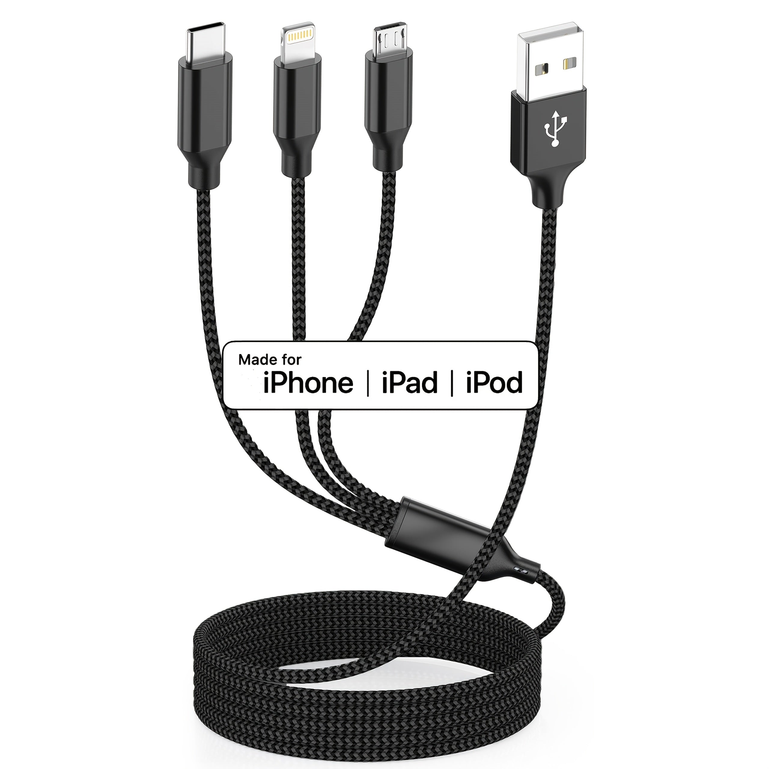 Fast Charging USB Cable for iPhone Samsung Type-C Micro USB Android Devices