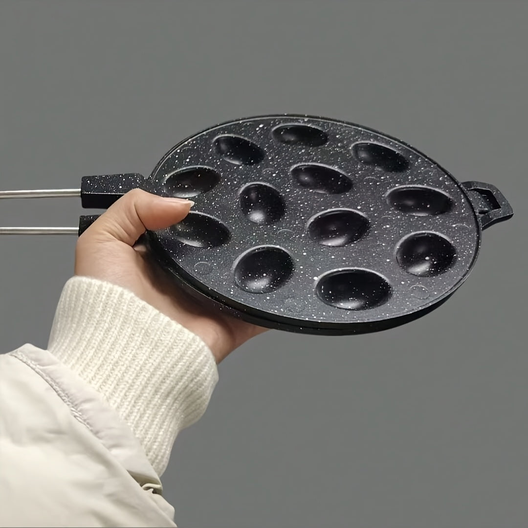 Oval Waffle Baking Pan with Walnut Cracker and Cookie Making Features Aluminum Kitchen Tool