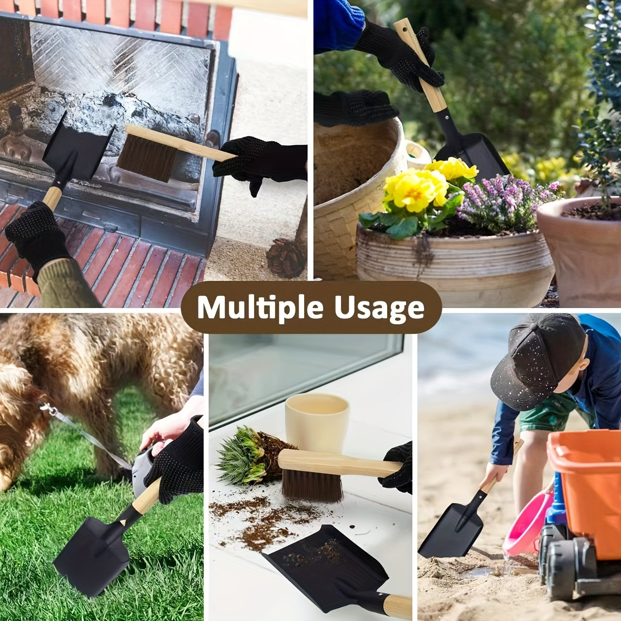 Fireplace Cleaning Tool Kit with Ash Shovel and Stove Brush for Fire Pit Maintenance