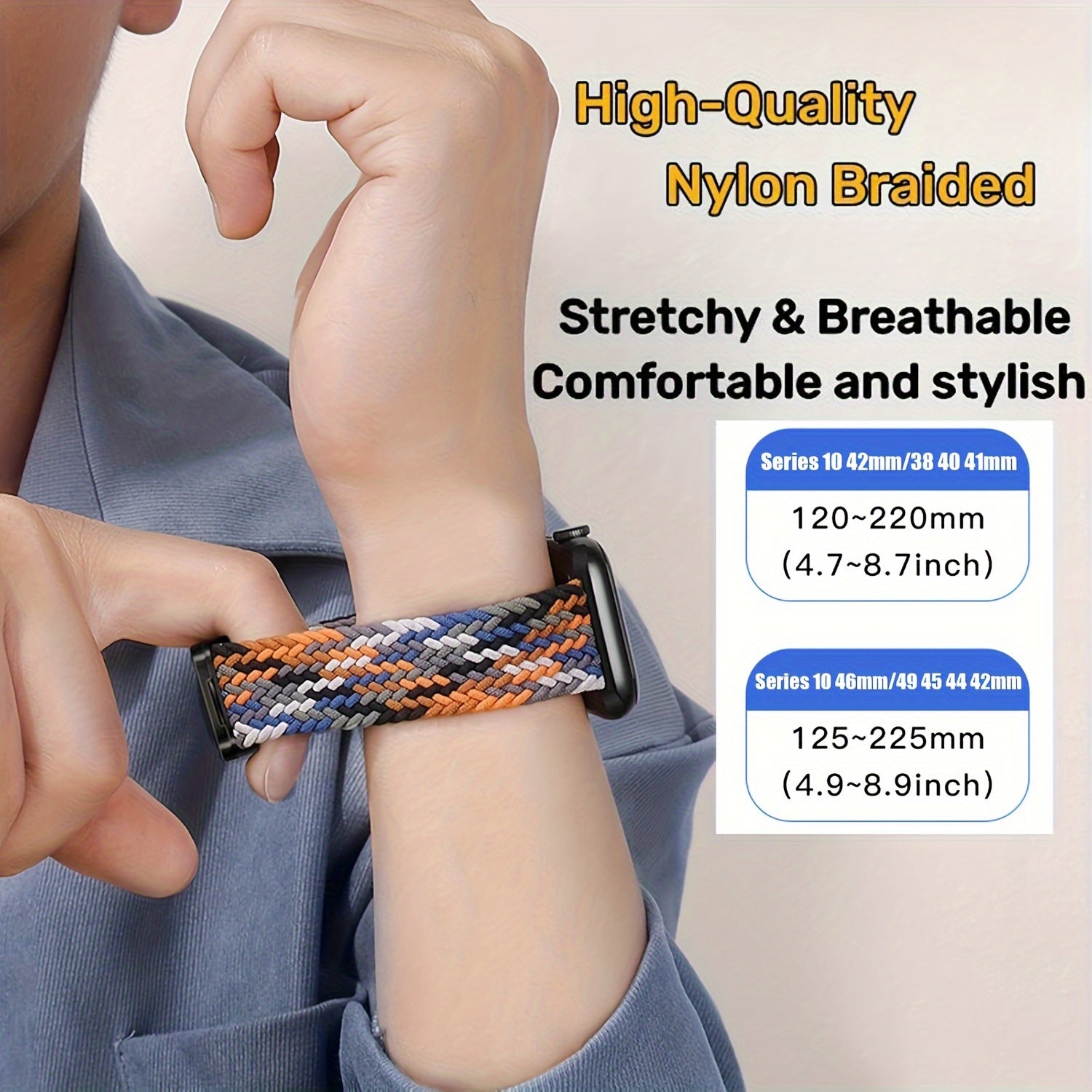 Nylon Watch Band for Apple Watch Ultra Series 2/1 Compatible with Series 10-3 38mm-49mm Magnetic Buckle