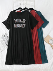 Women's 3pcs Letter Print Sleepwear Soft Stretch Short Sleeve Pajamas