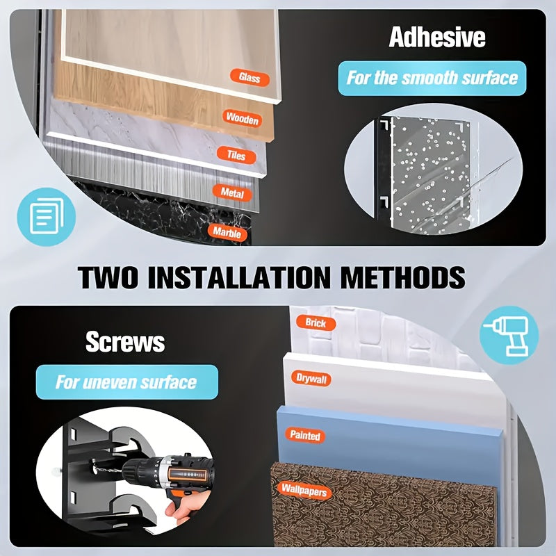 Qora devor uchun shkaf uchun shlyapa tashkilotchisi, yopishqoq va ikki tomonlama osish usuli bilan