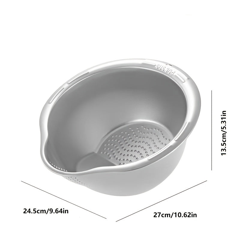 Stainless Steel Kitchen Colander and Washing Bowl for Rinsing Fruits and Vegetables
