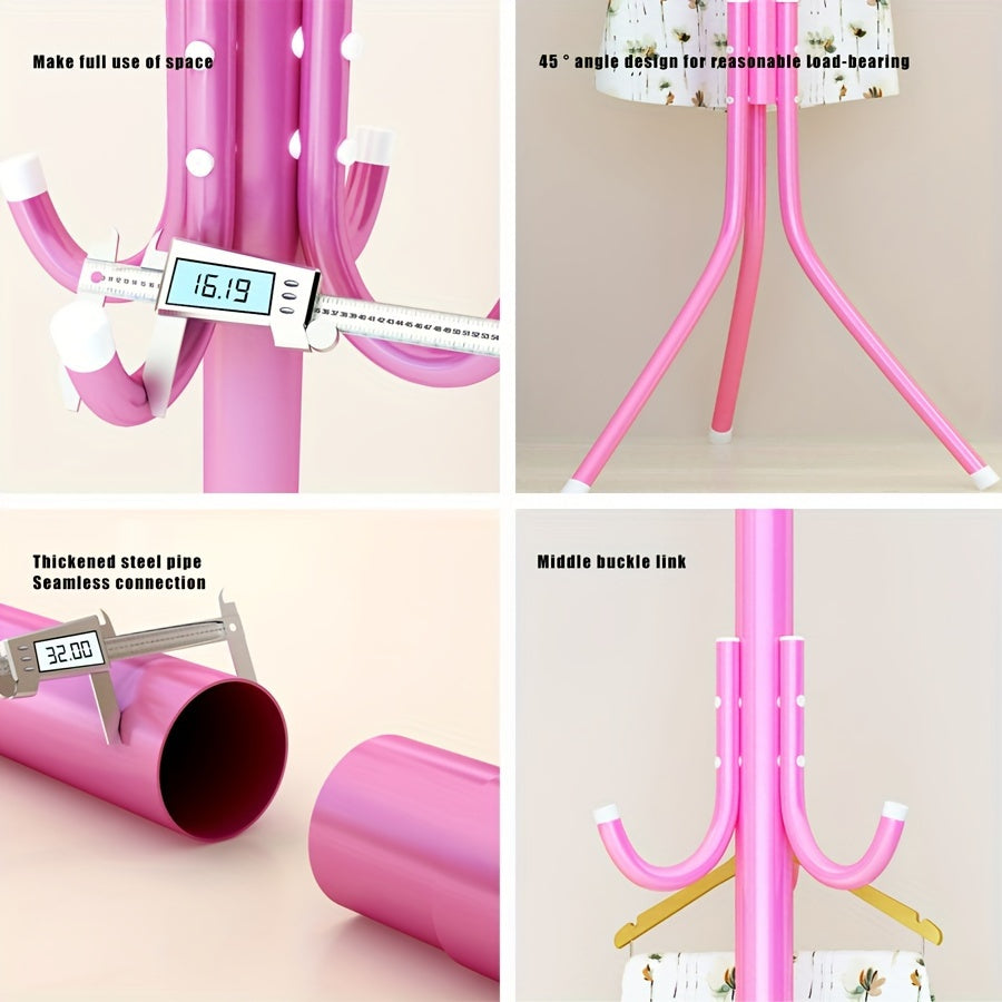 Black Metal Coat Rack with Tree-Style Design for Hanging Clothes and Hats