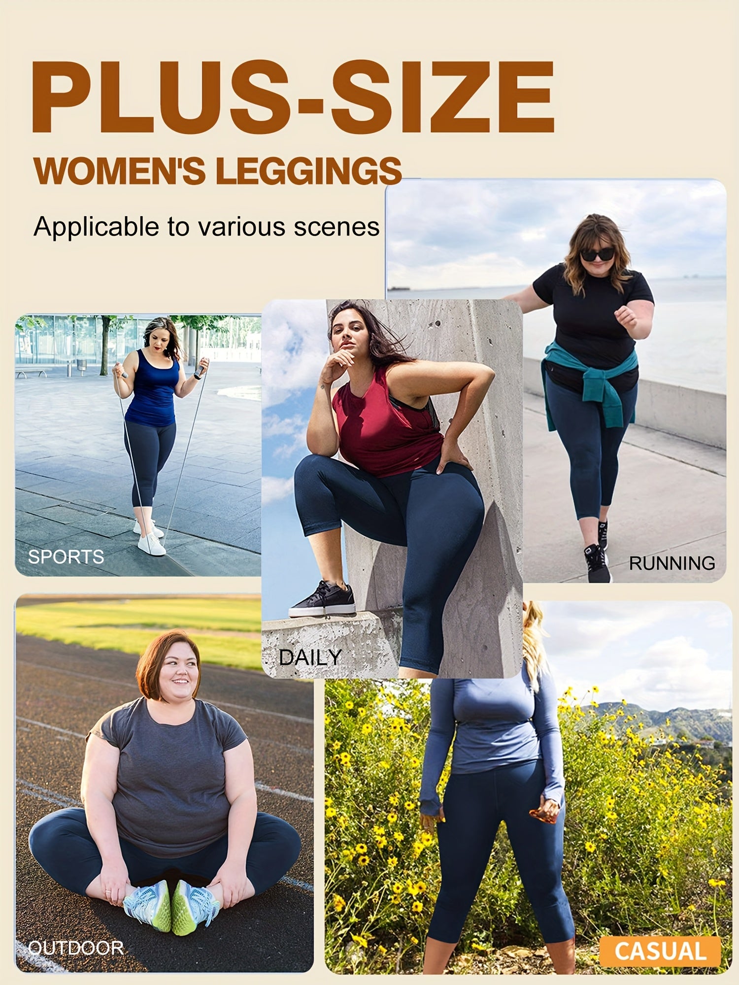 Plus Size Leopard Print High-Waisted Capri Leggings Stretchy Casual Summer Black Brown