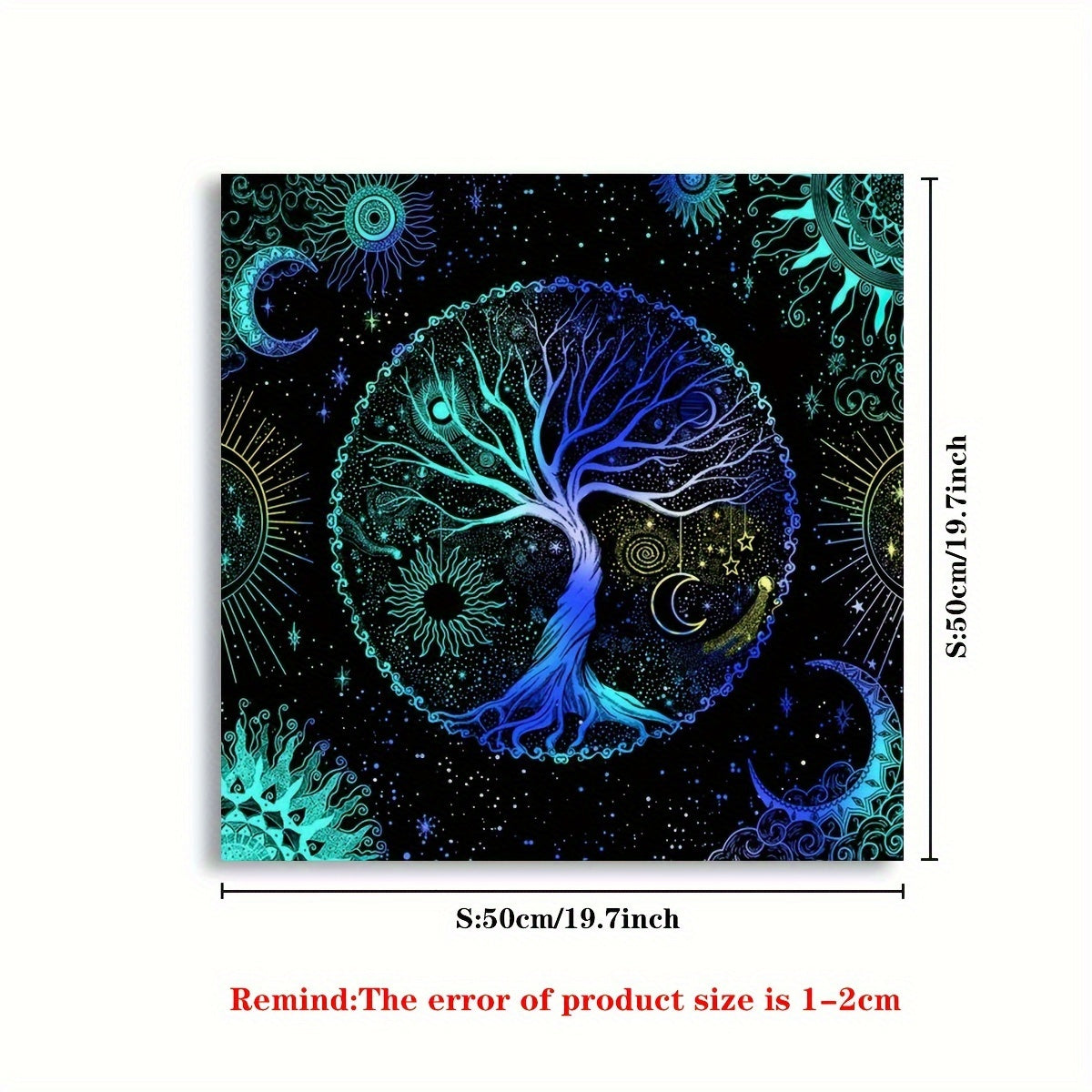 Tarot Tablecloth with Life Tree and Moon Phase Designs for Readings and Decor