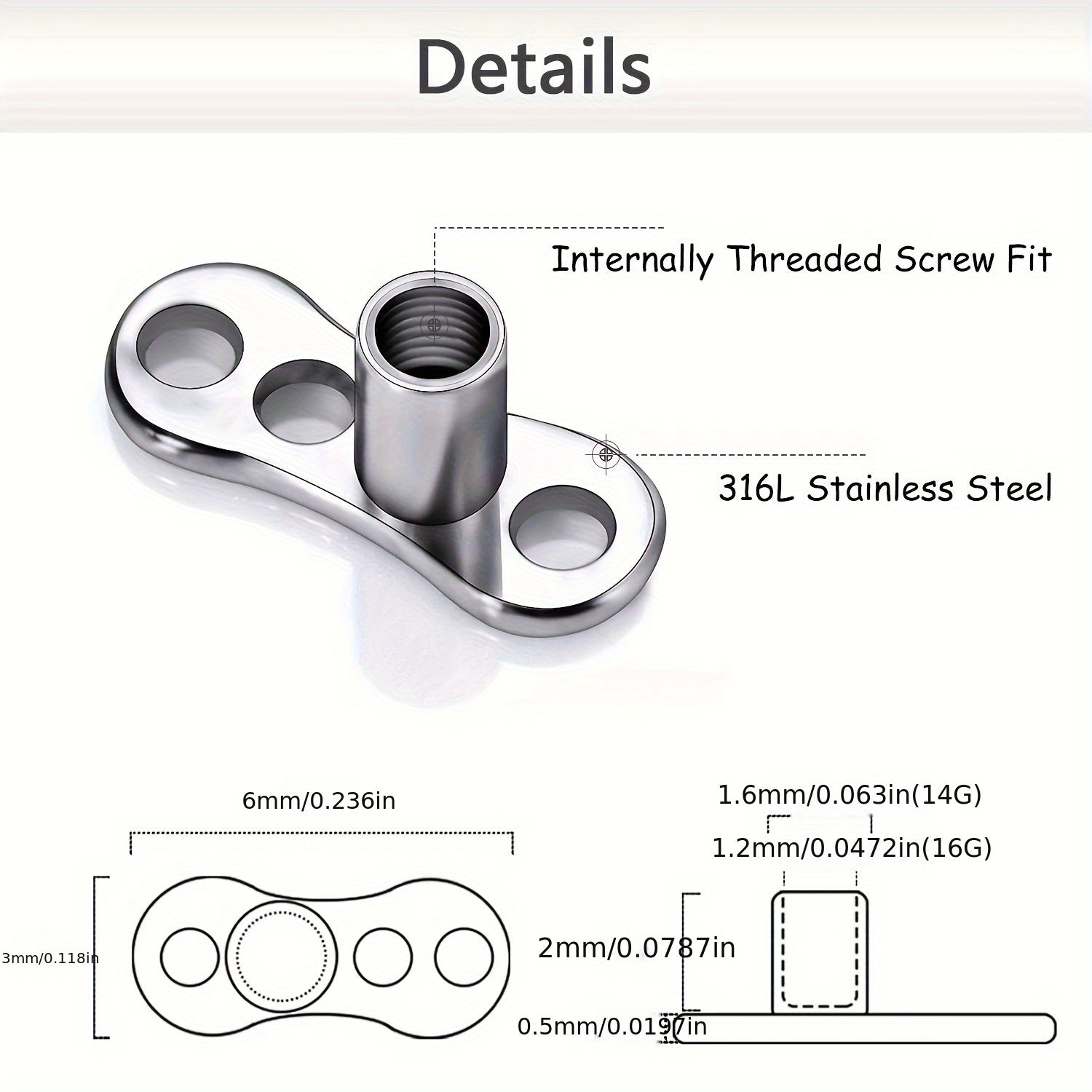 Erkaklar va ayollar uchun 15 dona Kubik Sirkoniy dermal ankhor ustki va 4 dona zanglamaydigan po'lat asoslar mikrodermal teshik uchun zargarlik buyumlari to'plami