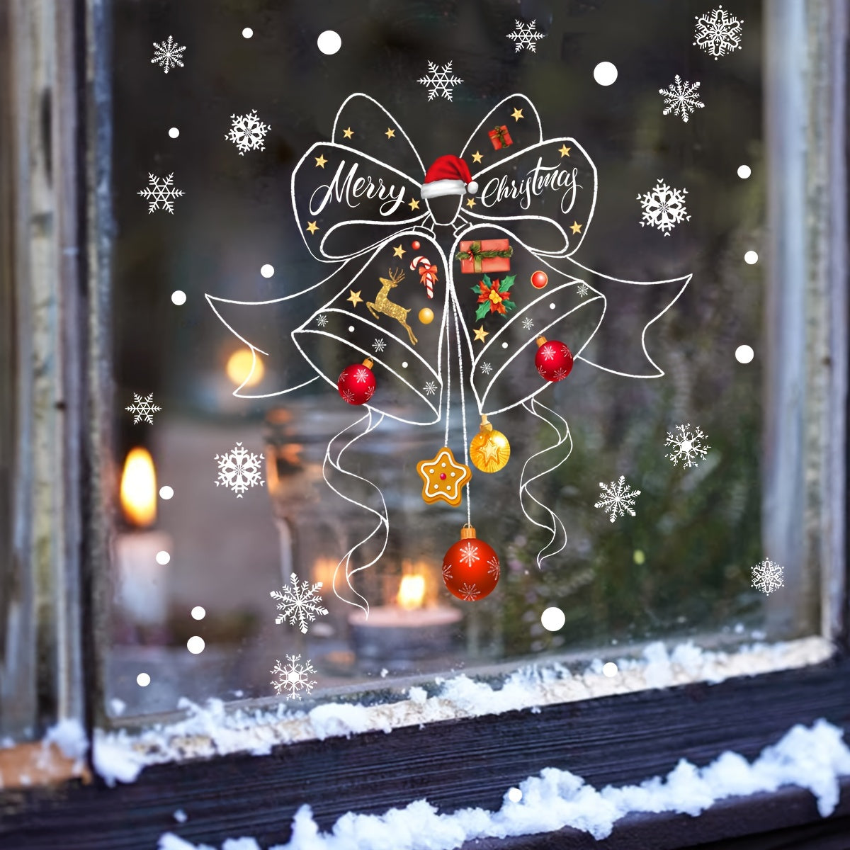 Bell Snowflake Rojdestvo Ta'til Shisha Deraza Dekali Ikki tomonlama o'z-o'zini yopishtiradigan