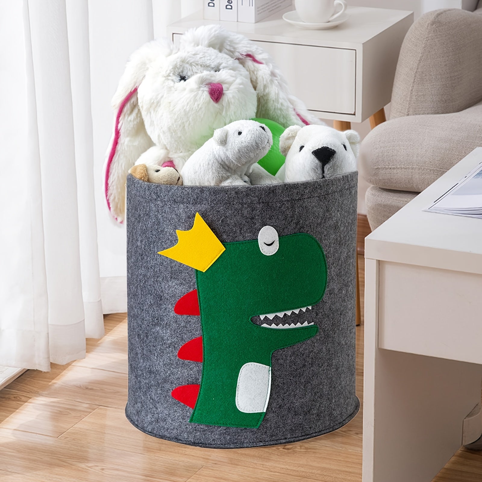 Cartoon Animal Fabric Storage Basket for Toys Clothes Shoes Folding Organizer