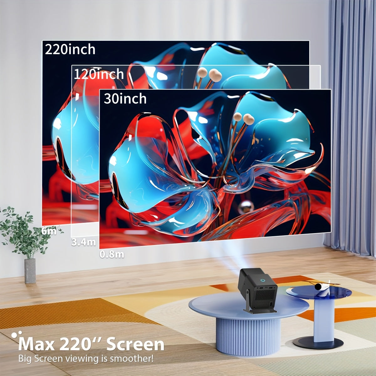 Mini Projector 4K Support 260 ANSI Brightness 5G WiFi 180° Swivel