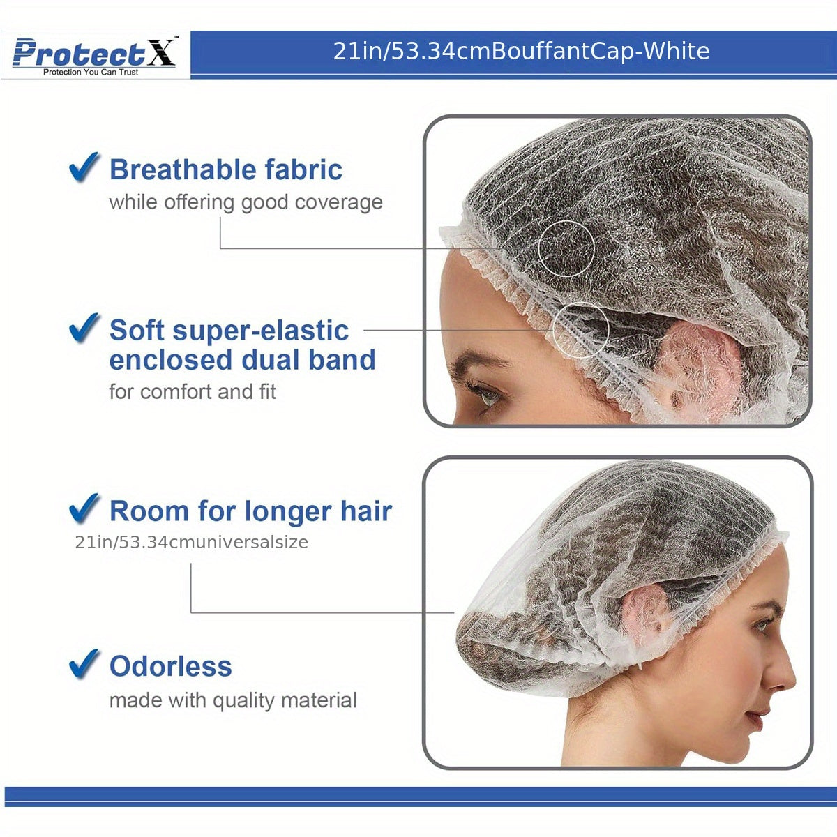 Oziq-ovqat xizmatlari va SPA gigiyenik sochni himoya qilish uchun bir martalik elastik soch tarmog'i shlyapa