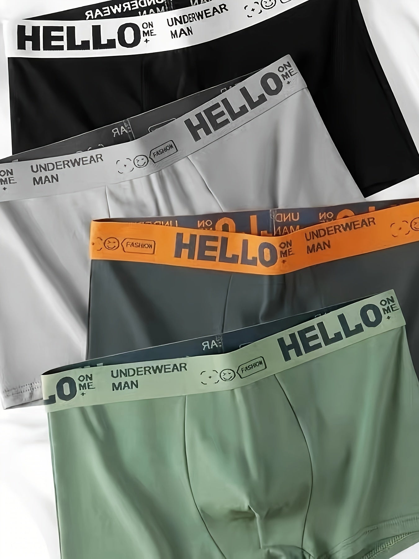 Men's Oversized Boxer Briefs 4-Pack Breathable Polyester Spandex Assorted Colors