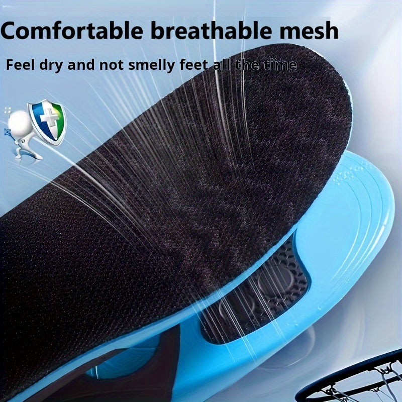 Unisex Sports Insoles Shock-Absorbing Arch Support Blue Black For Running