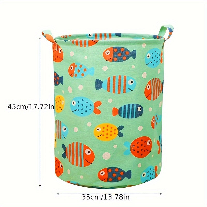 Durable Textile Storage Basket with Fish and Leaf Pattern for RV Organization