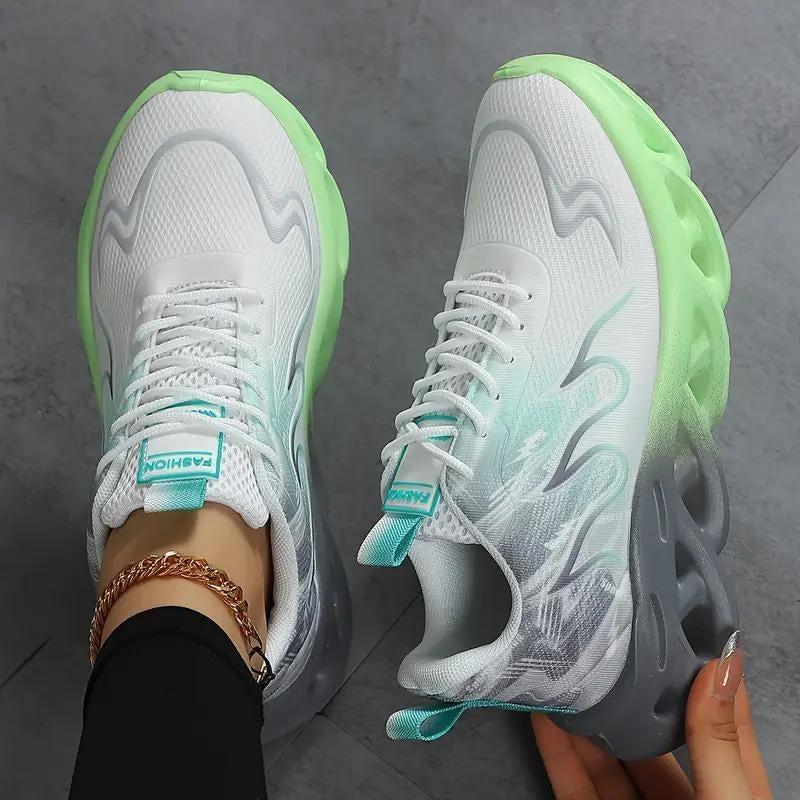 Women's Breathable Mesh Running Shoes Soft Sole Casual Sneakers Gray Blue Pink Gradients Size 5.5-13