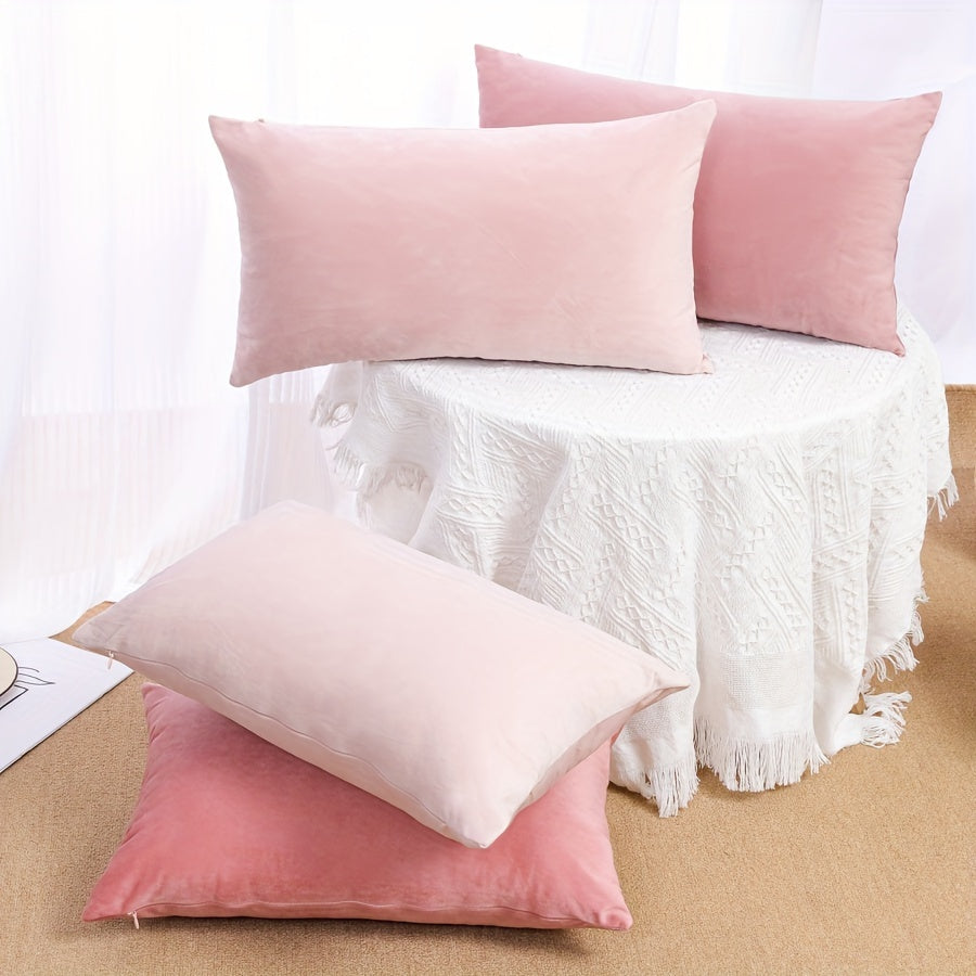 Velvet Pillow Covers with Zipper Closure Machine Washable 100% Polyester for Sofa Bed Car Decor