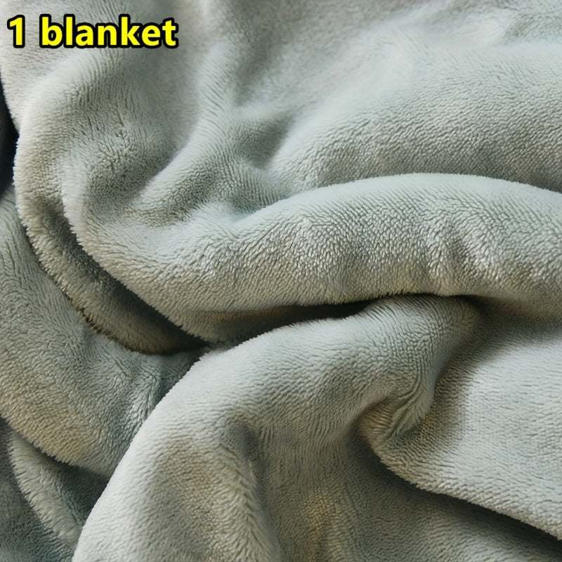 Double-Sided Plush Throw Blanket with Soft Warm Comfort Light Gray Fleece All-Season Knitted Bed Cover