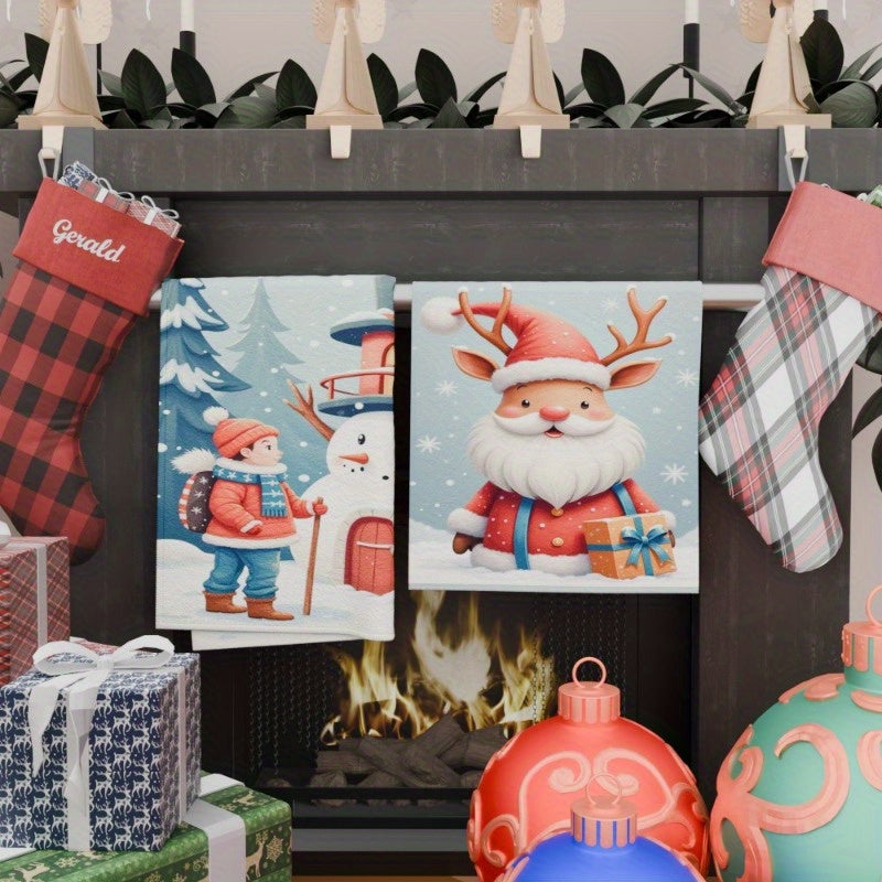 Set of 2 Christmas Kitchen Towels 45.72x66.04cm Snowflake Holiday Decor